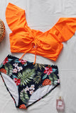 Plus Size Orange Floral Bikini