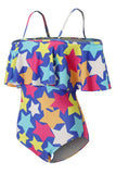 Blue Star Printed One Piece Swimsuits