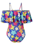 Blue Star Printed One Piece Swimsuits