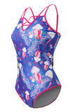 Plus Size Blue Printed One Piece Swimsuits