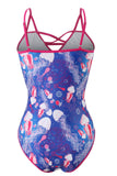 Plus Size Blue Printed One Piece Swimsuits