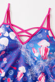 Plus Size Blue Printed One Piece Swimsuits