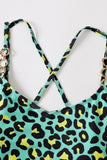 Plus Size Green Leopard Printed One Piece Swimsuits