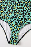 Plus Size Green Leopard Printed One Piece Swimsuits