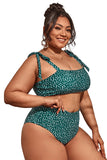 Green Polka Dots Plus Size Swimwear