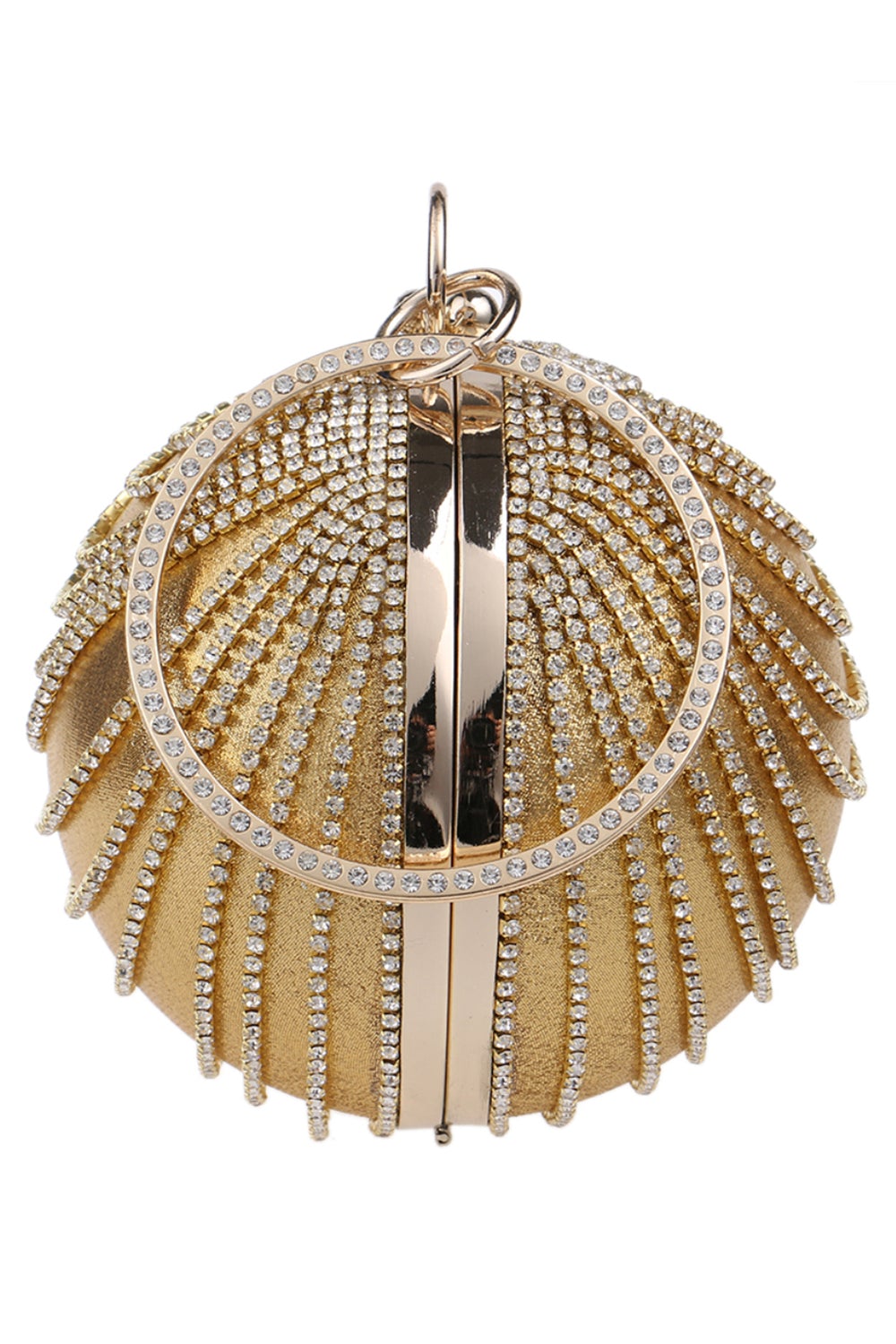 Golden Beaded Circle Party Clutch