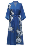 Blue Floral Satin Bridal Bridesmaid Robe