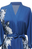 Blue Floral Satin Bridal Bridesmaid Robe