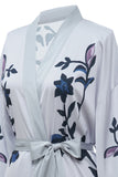 Grey Floral Satin Robe Bridal Dressing Gown