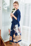 Blush Printed Satin Bridal Robes Kimono