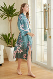 Black Floral Satin Bridesmaid Robe Kimono