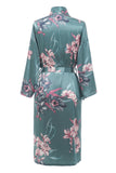 Dark Green Floral Long Sleeves Bridal Robe