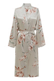 Dark Green Floral Long Sleeves Bridal Robe