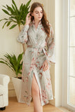 Light Grey Floral Satin Bridesmaid Robe