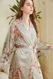 Light Grey Floral Satin Bridesmaid Robe