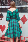 Green Plaid Vintage Swing Dress