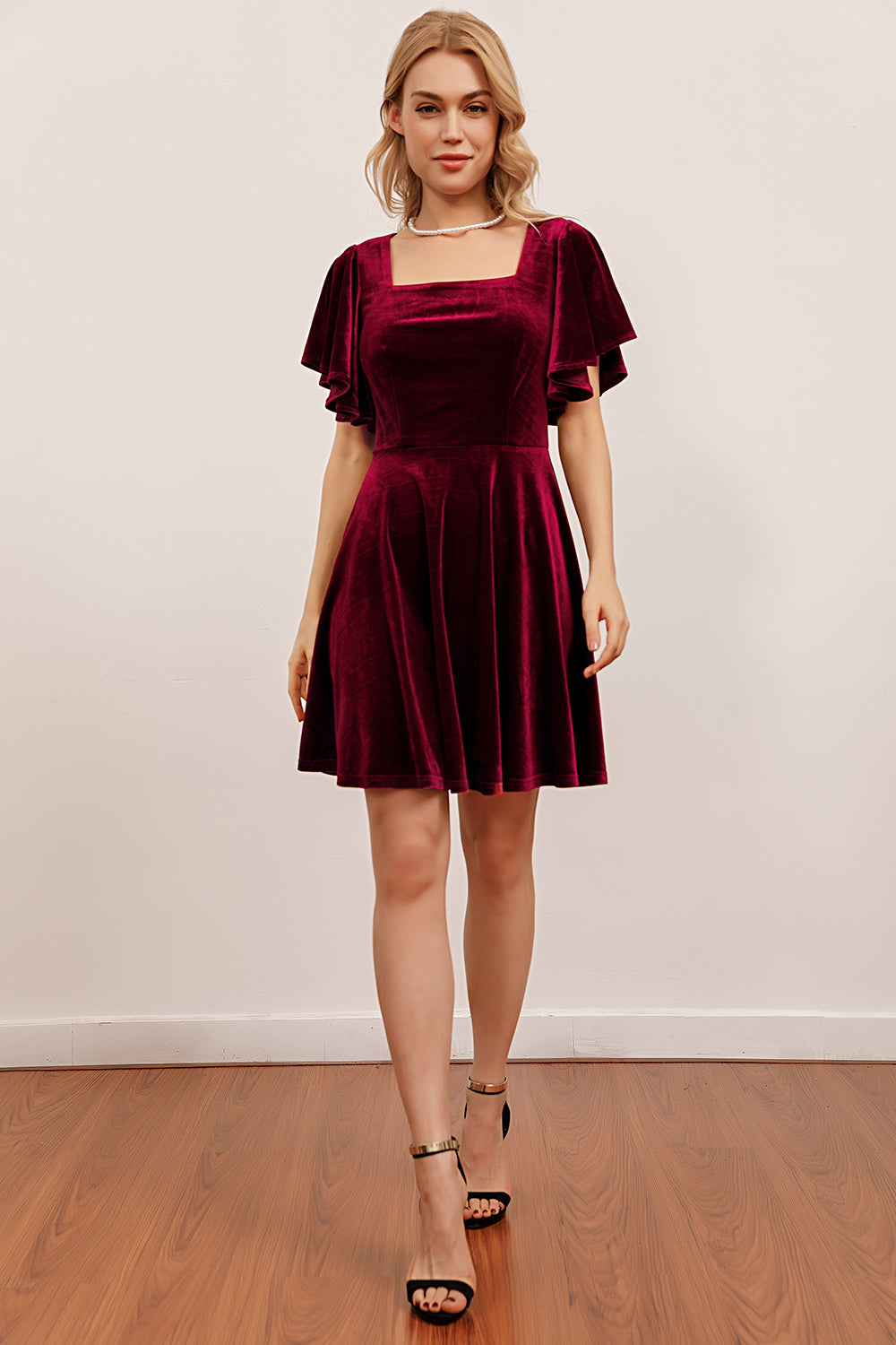 Burgundy Velvet Party Dress
