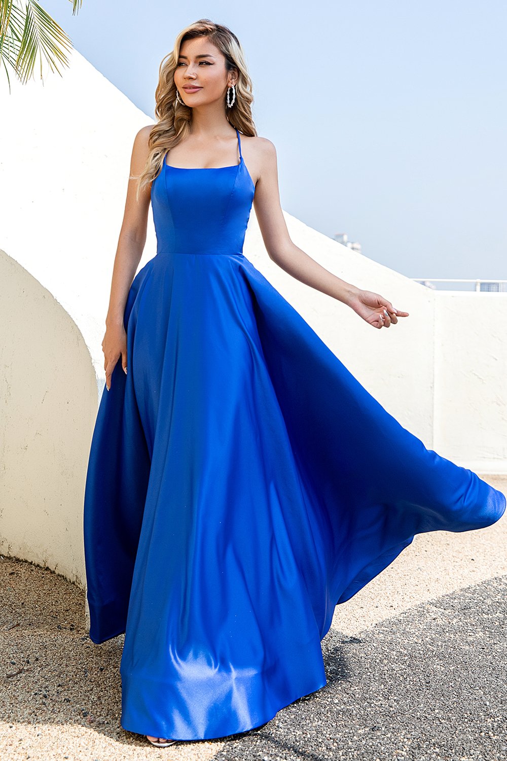 Nadia Royal Blue Mermaid Strapless Satin Long Prom Dress With Slit |  KissProm