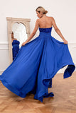 Royal Blue Sequins Strapless Ball Dress