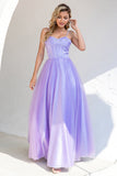 Purple Tulle A-Line Ball Dress