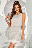 Silver Sequins Short Dress