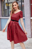 Red Plaid Vintage Dress