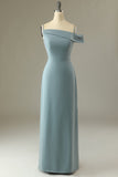 Dusty Blue Sheath Simple Formal Dress