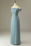 Dusty Blue Sheath Simple Formal Dress
