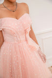 Pink Off-Shoulder Hearts Ball Dress