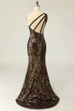Mermaid One-Shouler Dark Gold Sequins Ball Dress