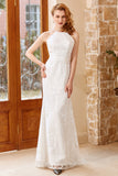 White Mermaid Floor Length Church Wedding Dress