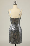 Sequined Silver Bodycon Party Dress