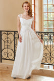Elegant A Line Sweetheart White Long Lace Dress