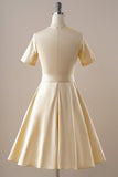 Vintage Apricot Square Neck 1950s Dress