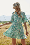 Green Floral Print Summer Dress