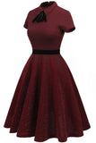 Burgundy 50s Vintage Dress with Sleeves