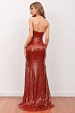 Red Sequin Mermaid Long Ball Dress