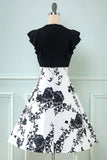 Black Print Vintage 1950s Dress