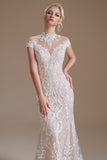 Mermaid White Lace Open Back Wedding Dress