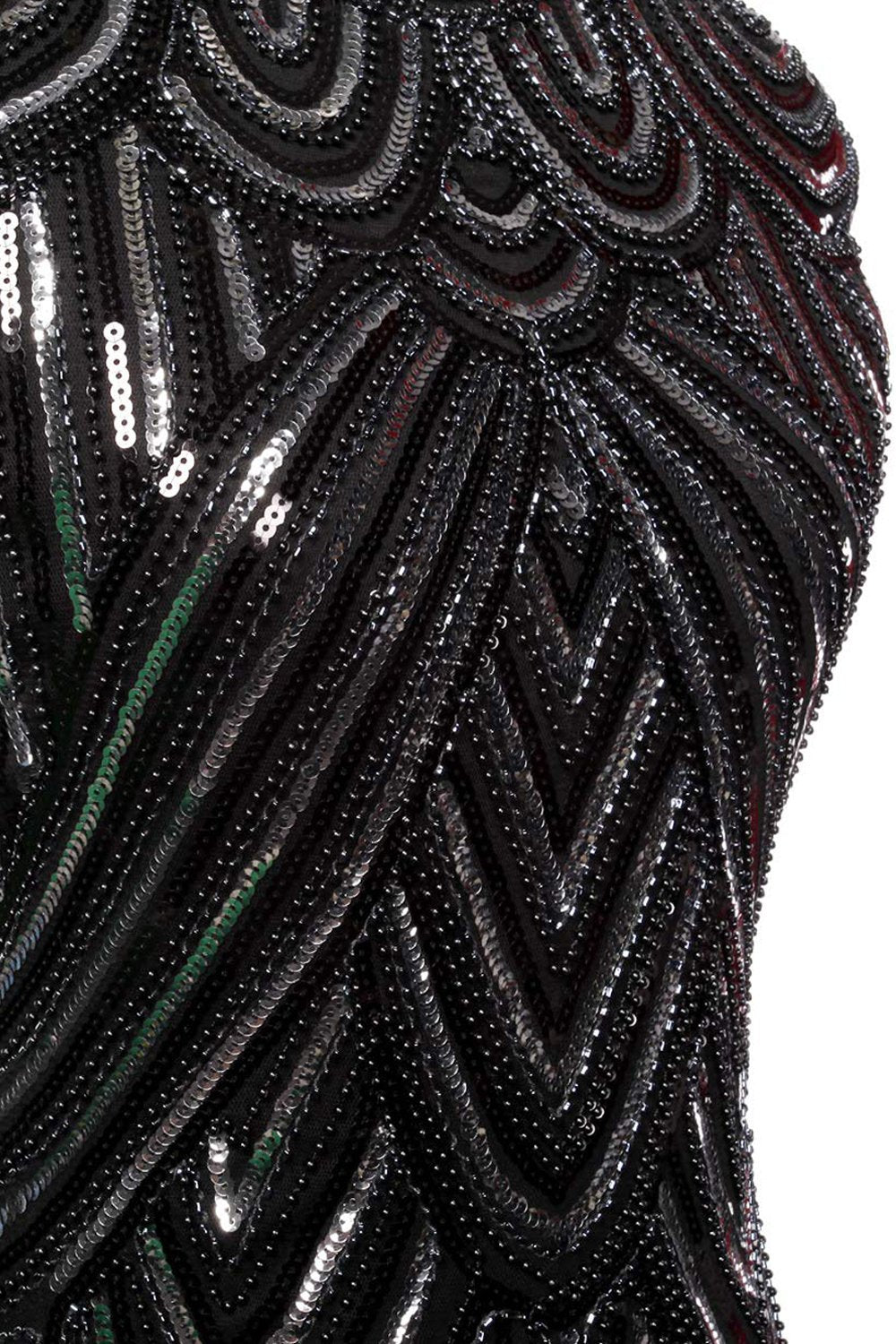 Black Gatsby Glitter Fringe 1920s Plus Size Dress