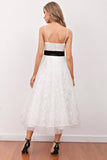 White Lace Midi Party Dress (Belt Not Included)