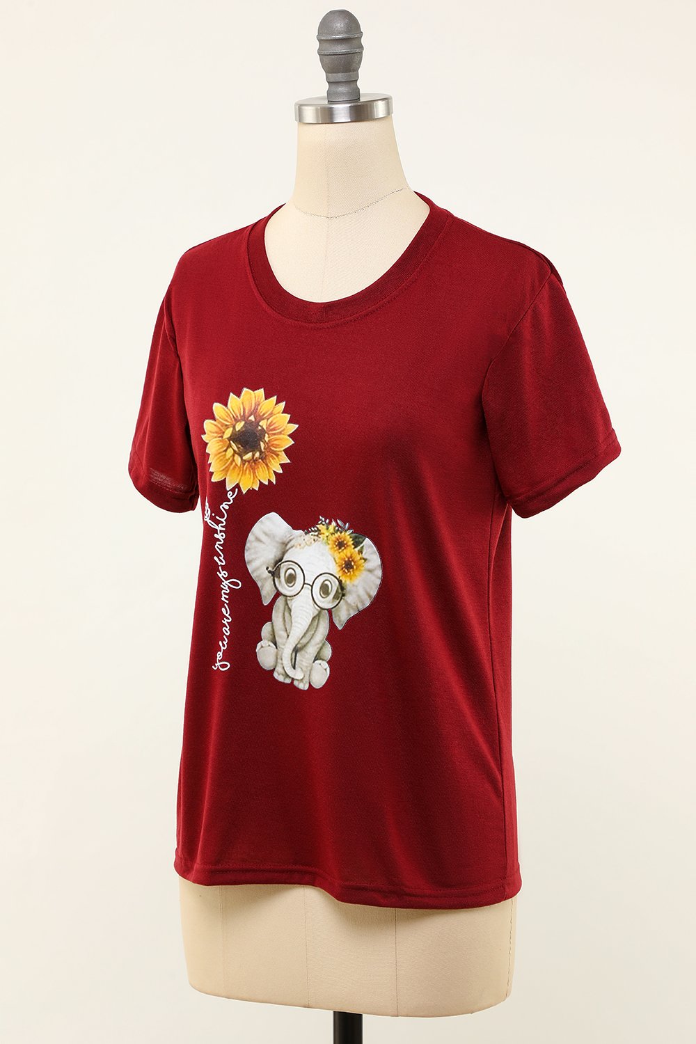 Elephant Sunflower Printed T-Shirt