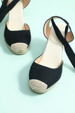 Straw Linen Wedges Women's Shoes