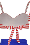 Two Piece White Red Strip Swimsuit