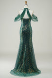 Sparkly Dark Green Sequin Mermaid Long Ball Dress