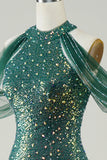 Sparkly Dark Green Sequin Mermaid Long Ball Dress