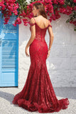 Mermaid Off the Shoulder Burgundy Corset Ball Dress with Bronzing