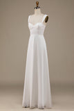 Ivory A Line Scoop Neck Boho Wedding Dress with Lace